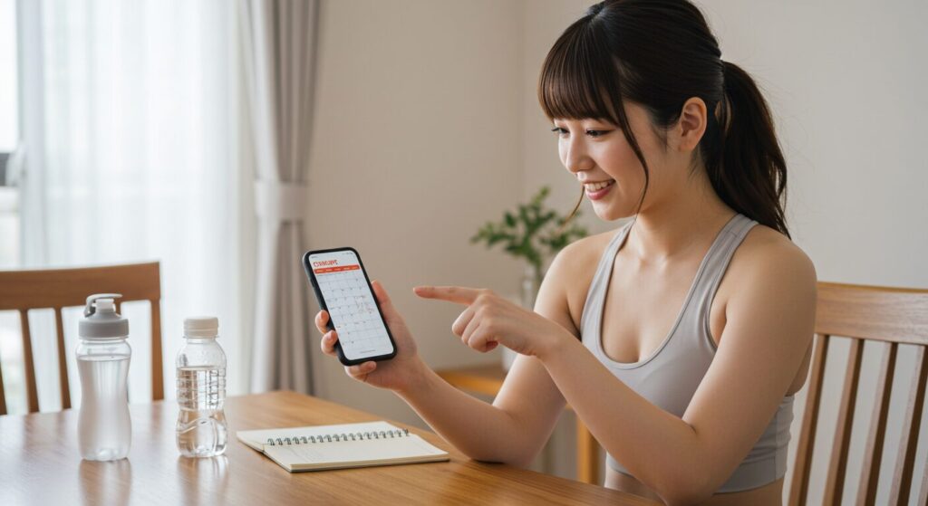 チートデイのタイミングを計画する日本人女性