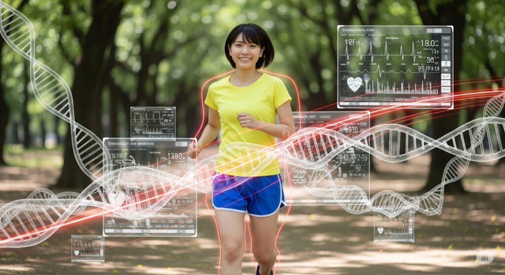血液循環とDNA可視化でランニングする日本人女性