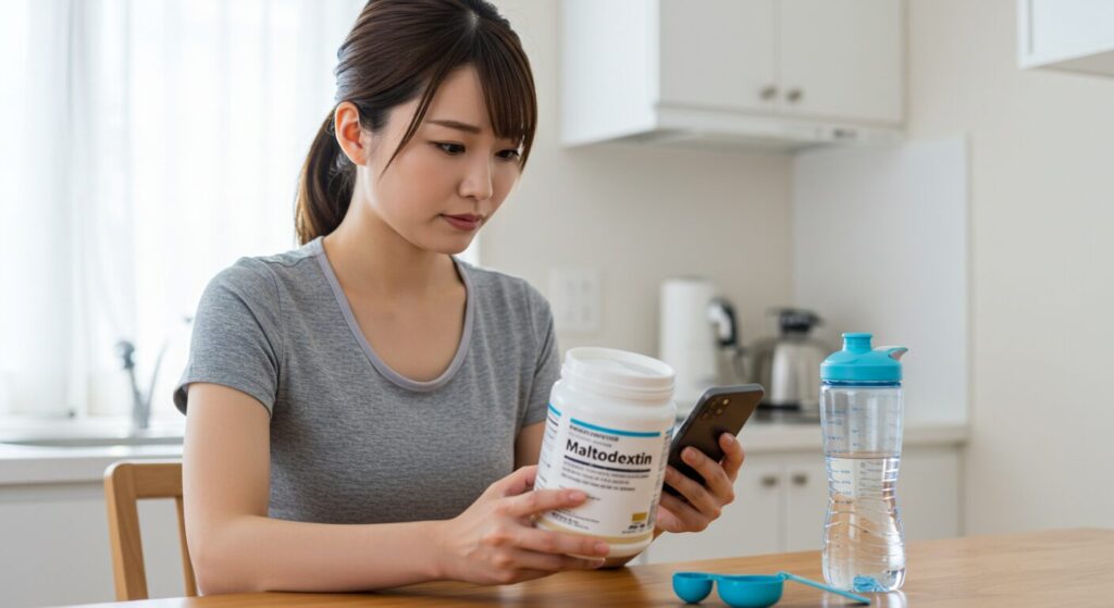 粉飴の安全性情報を確認する女性