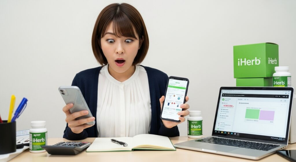 iHerbサプリメント価格比較に驚く若い日本人女性
