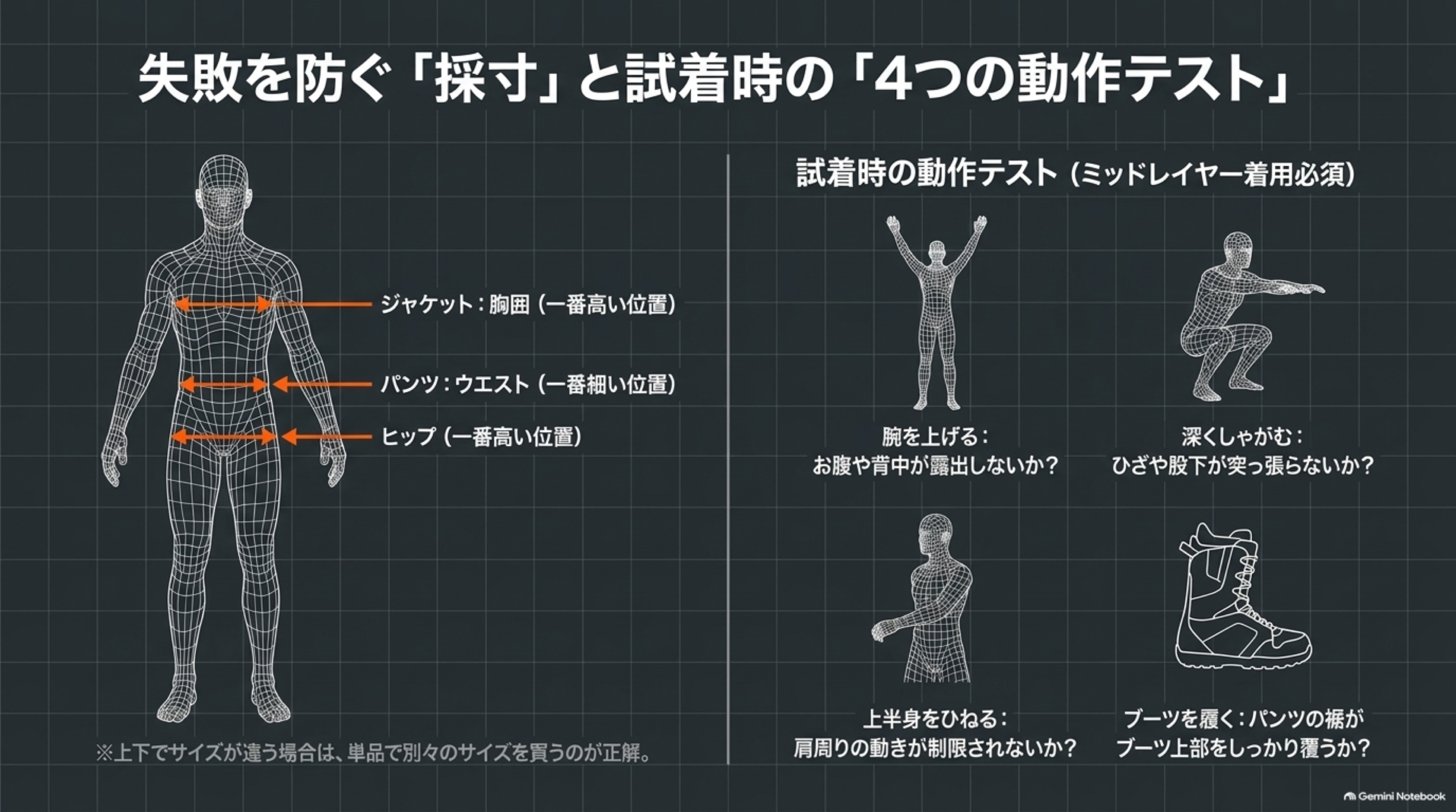スノボウェアのサイズ感と選び方｜バートン・686のサイズ表と身長の
