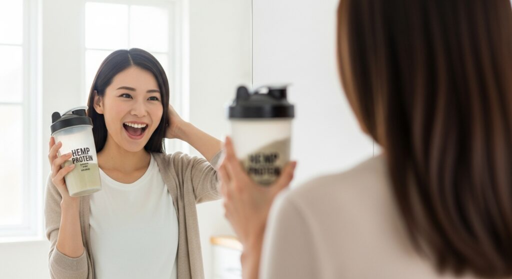 ヘンププロテインで健康な髪を喜ぶ日本人女性