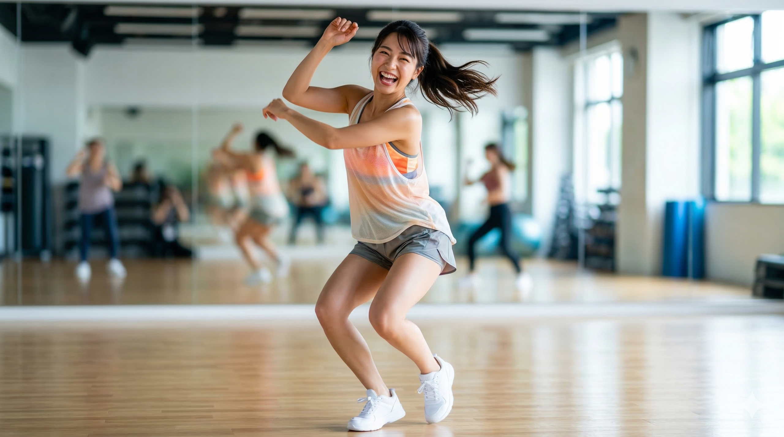 ダンス-種類別の特徴と自分に合うジャンルの見つけ方 スタジオで笑顔でダンスを踊る日本人女性