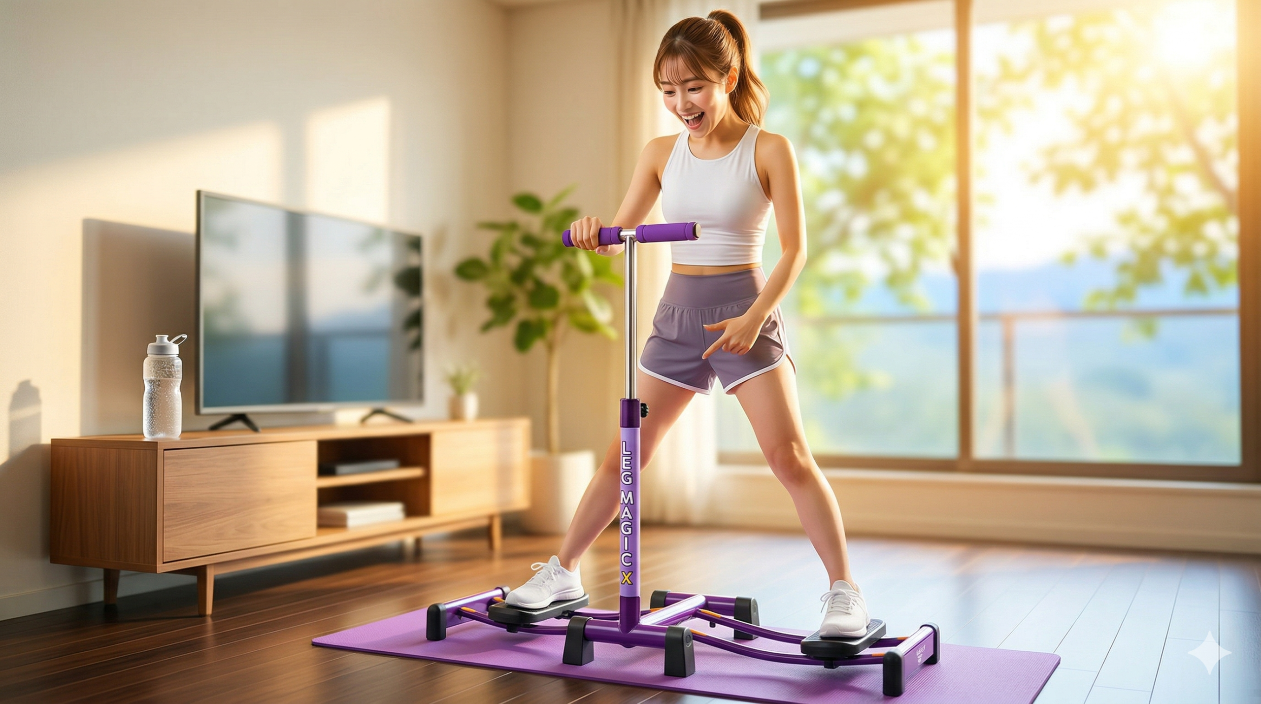 レッグマジックXを使ってエクササイズをする20代女性